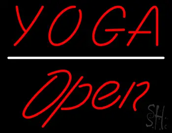 Red Yoga White Line Open LED Neon Sign