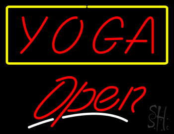 Red Yoga Yellow Border Open White Line LED Neon Sign