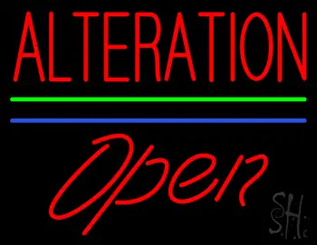Red Alteration Blue Green Line Slant Open LED Neon Sign
