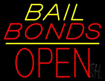 Yellow Bail Bonds Block Open LED Neon Sign