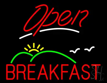 Open Breakfast with Scenery LED Neon Sign
