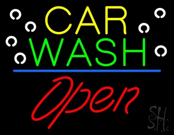 Car Wash Blue Line Open LED Neon Sign