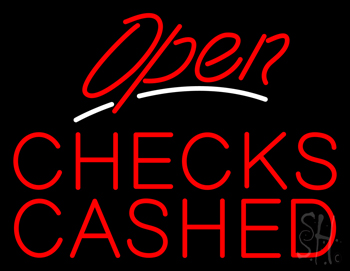 Red Open White Line Checks Cashed LED Neon Sign