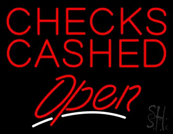 Red Checks Cashed Open LED Neon Sign