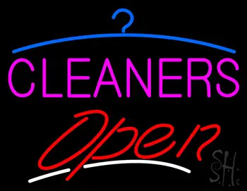 Pink Cleaners Slant Open Logo LED Neon Sign