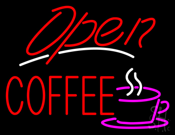 Red Open Coffee LED Neon Sign
