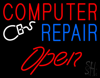 Red Computer Repair Red Open LED Neon Sign