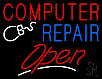 Red Computer Repair Red Open LED Neon Sign