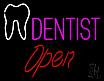 Pink Dentist White Tooth Open LED Neon Sign