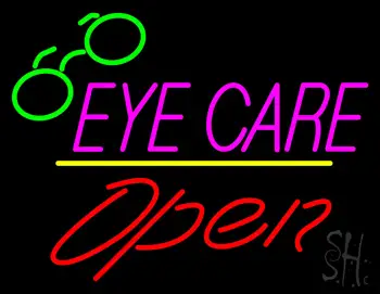 Pink Eye Care Yellow Line Open Logo LED Neon Sign