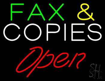 Fax and Copies Slant Open LED Neon Sign
