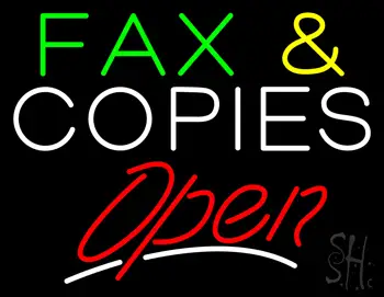 Fax and Copies Red Slant Open LED Neon Sign