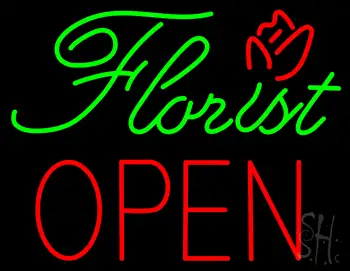 Green Florist Block Red Open LED Neon Sign