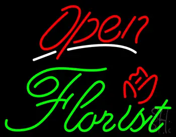 Red Open Green Florist LED Neon Sign