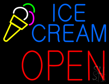 Blue Ice Cream Block Open LED Neon Sign