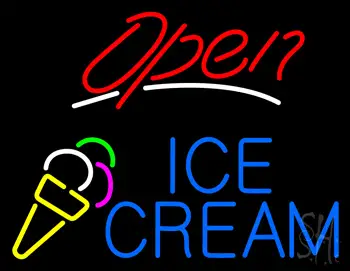 Red Open Ice Cream LED Neon Sign