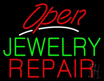 Jewelry Repair Open Red LED Neon Sign