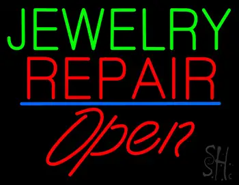 Jewelry Repair Open Blue Line LED Neon Sign