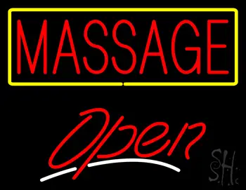 Red Massage with Yellow Border Open LED Neon Sign