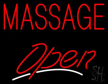 Red Block Massage Open LED Neon Sign