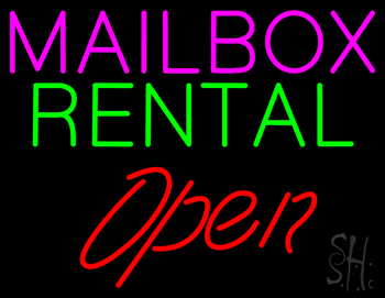 Mailbox Rental Block Open LED Neon Sign