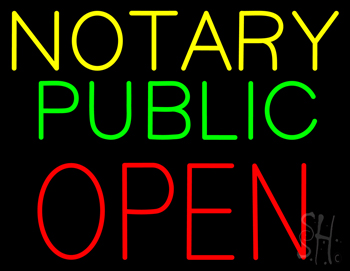 Yellow Notary Public Open LED Neon Sign