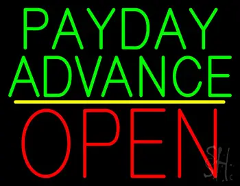 Green Payday Advance Yellow Line Block Open LED Neon Sign