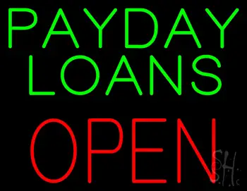 Green Payday Loans Red Block Open LED Neon Sign