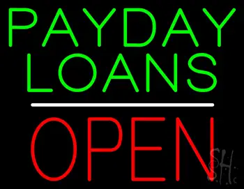 Green Payday Loans White Line Block Open LED Neon Sign