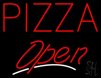 Block Red Pizza Open LED Neon Sign