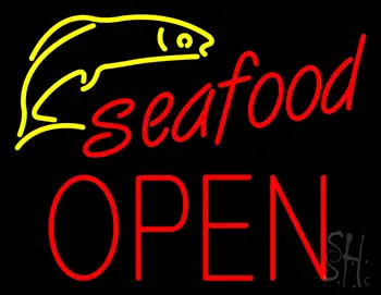 Seafood Logo Block Open LED Neon Sign