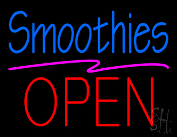 Blue Smoothies Block Red Open LED Neon Sign