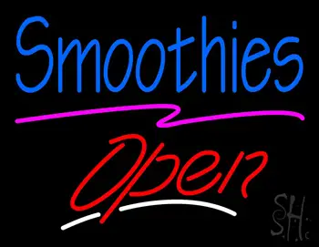 Blue Smoothies Red Slant Open LED Neon Sign