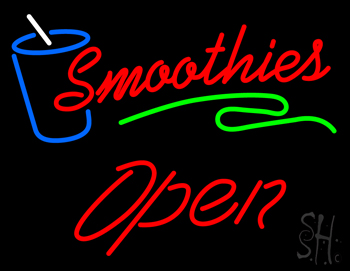 Red Smoothies Slant Open LED Neon Sign