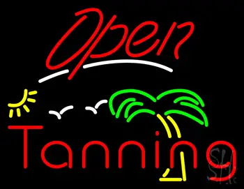 Red Open Tanning Palm Tree LED Neon Sign