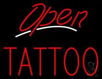 Red Open Tattoo LED Neon Sign