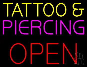 Tattoo and Piercing Block Open LED Neon Sign