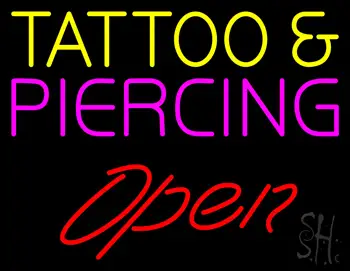 Tattoo and Piercing Red Slant Open LED Neon Sign