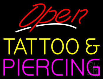 Red Open Tattoo and Piercing LED Neon Sign