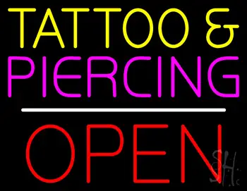 Tattoo and Piercing Block Open LED Neon Sign
