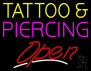 Tattoo and Piercing Slant Open LED Neon Sign