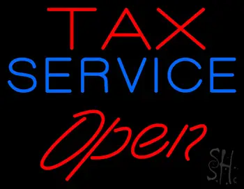 Red Tax Service Open LED Neon Sign