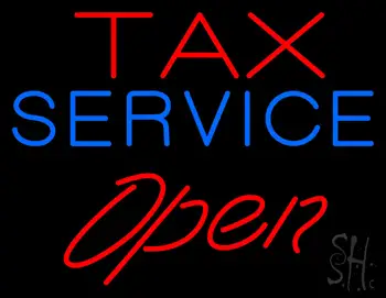 Red Tax Service Red Open LED Neon Sign