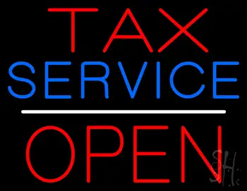 Red Tax Service White Line Block Open LED Neon Sign