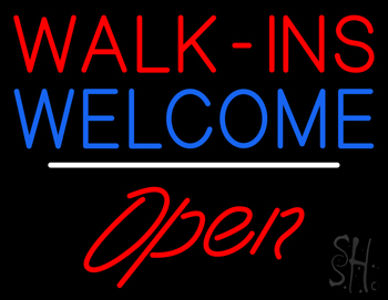 Red Walk Ins Welcome Open LED Neon Sign