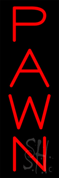 Red Vertical Pawn Neon Sign