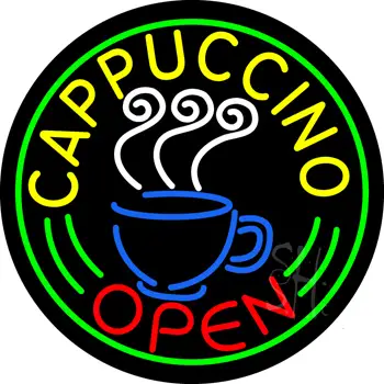 Round Cappuccino Open Neon Sign