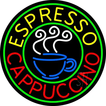 Round Espresso Cappuccino Neon Sign