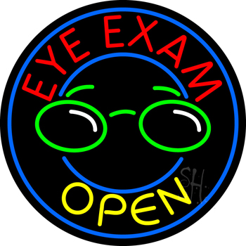 Round Eye Exam Open Neon Sign