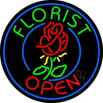 Round Florist Open Neon Sign